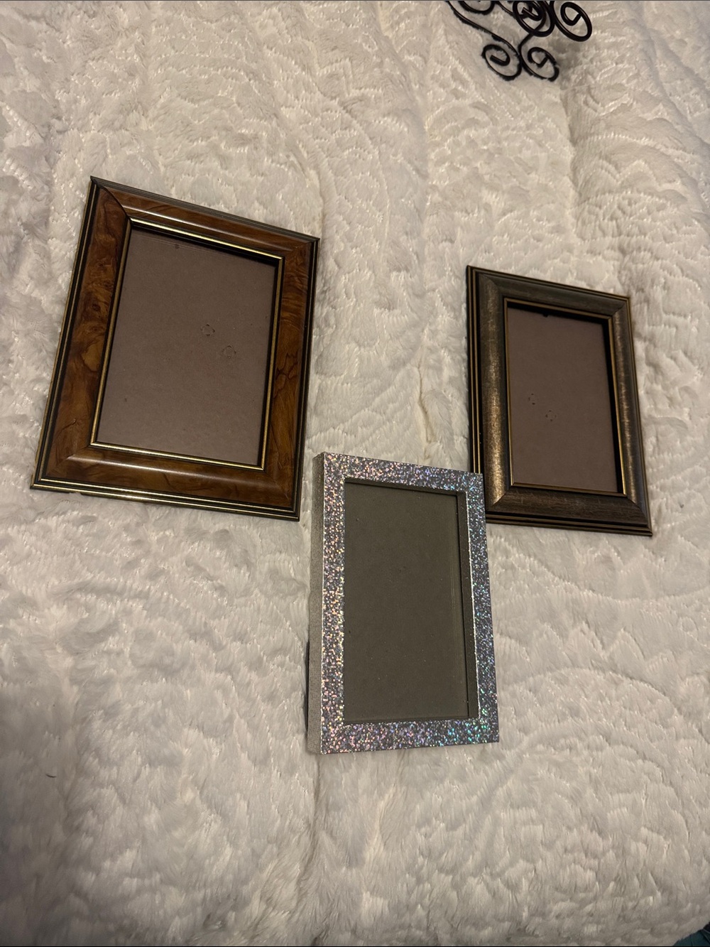 Set of Three Decorative Picture Frames - Brown & Silver